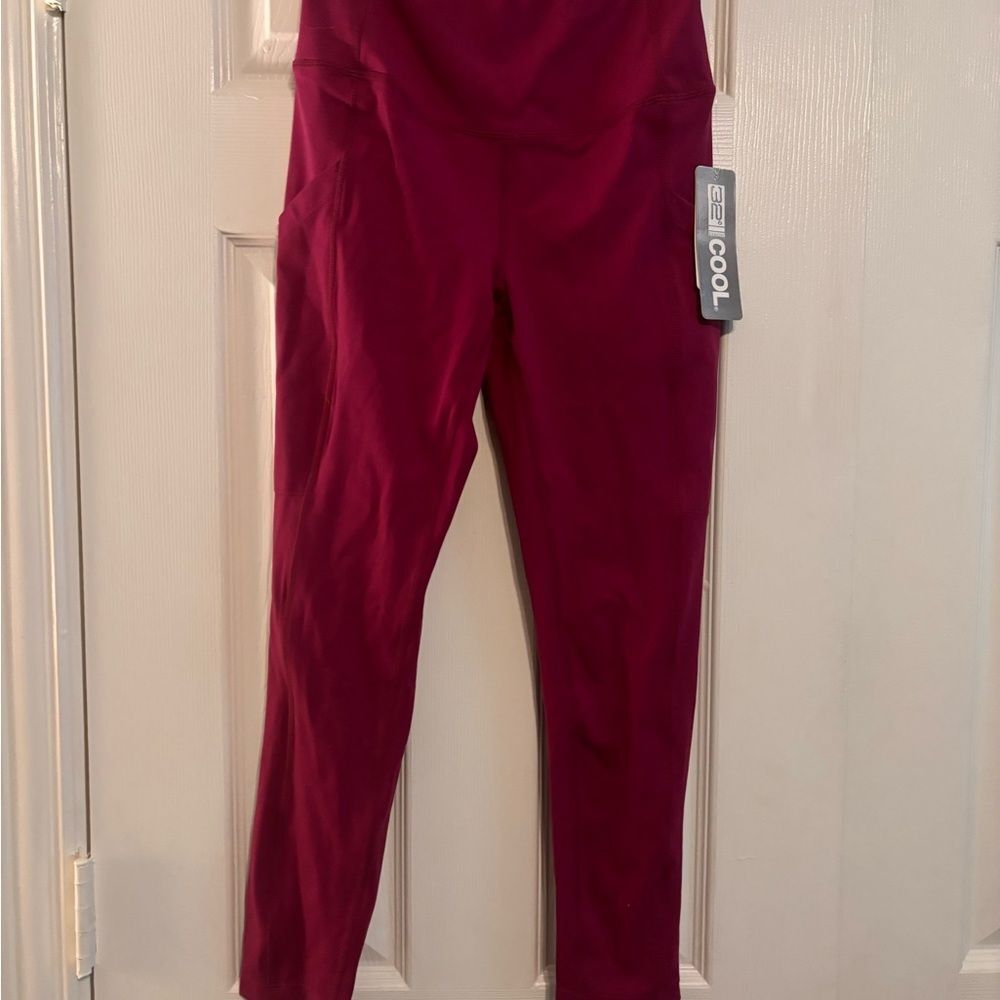 32 Degrees Burgundy High-Waisted Leggings Plush Fit